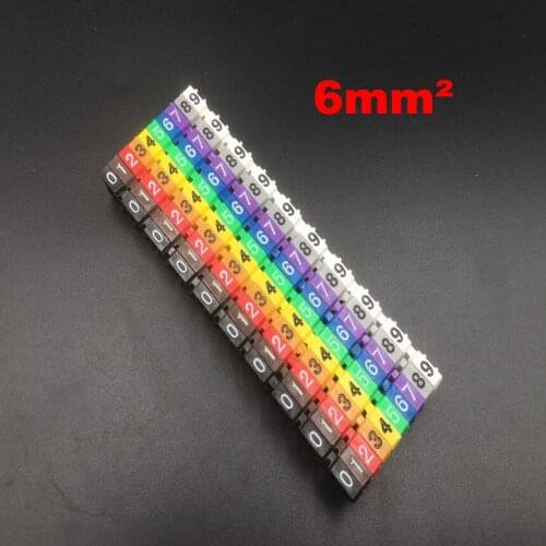 100pcs/Lot 0-9 0123456789 6mm2 Arabic Numerals M Type CAT 6 Clip Network Ethernet Wire Number Label Tube Cable Marker