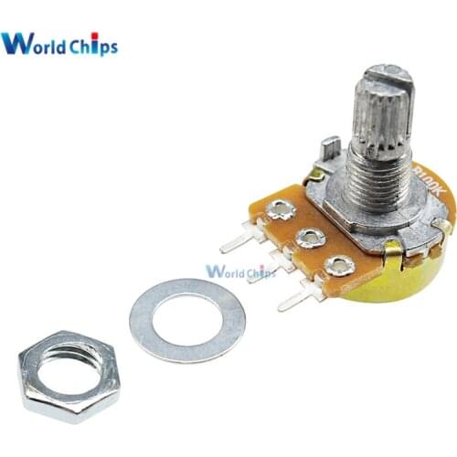 2Pcs WH148 B100K Linear Potentiometer 3Pin 15mm Shaft With Nuts And Washers Ohm Linear Taper Rotary Potentiometers