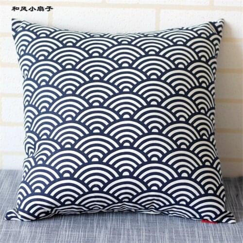 45X45cm Janpanese Style Blue Wave Throw Pillow Case Classic Cushion Case Decorative Soft Hold Pillow Sham Sofa Cushion