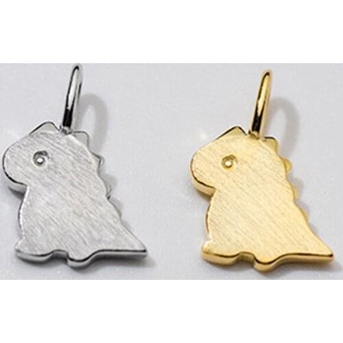925 Sterling Silver Cartoon Pad Dinosaur Cute Charms Gold/Platinum Color Silver Animal Pendant Necklace DIY Women Jewelry Making