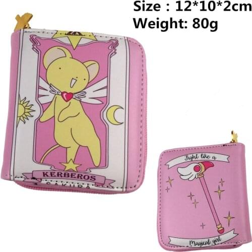 Anime Card Captor Sakura Wallet Cartoon Cardcaptor Sakura Kinomoto Zipper Leather Female Clutch Money Cards Zipper Cute Handbags