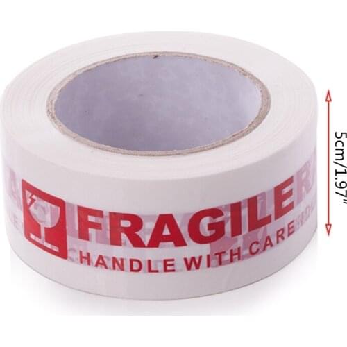 White and Red Fragile Packing Tape Handle with Care Bopp Shipping Warning Sticker Label 100m x 50mm C5AE