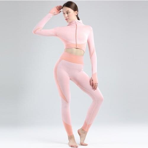 Seamless Women Yoga Sets Female Sport Gym suits Wear Running Clothes women Fitness Sport Yoga Suit Long Sleeve yoga clothing