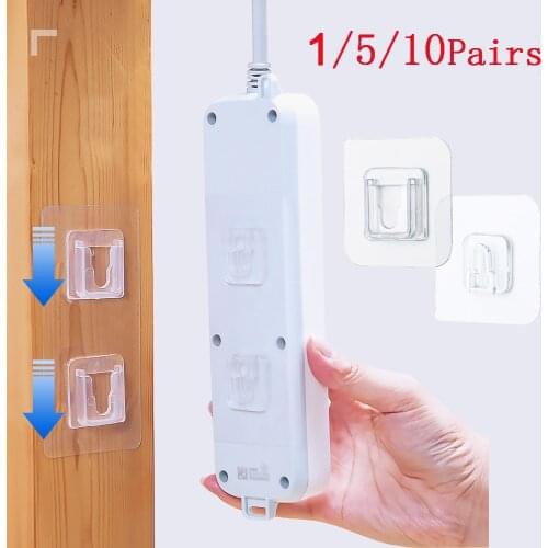 1/5/10 Pairs Double-Sided Adhesive Wall Hooks Hanger Strong Transparent Suction Cup Wall Storage Holder For Kitchen Bathroom