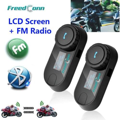 FreedConn TCOM-SC Bluetooth Motorcycle Helmet Intercom Interphone Headset LCD Screen with FM Radio + Soft Earpiece