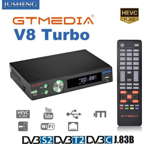 GTMEDIA Satellite Receiver Decoder V8 Turbo Support DVB-S/S2/S2X DVB-T/T2/Cable/J.83B AVS+,VCM/ACM/multi-stream/T2MI, Multi-PLP