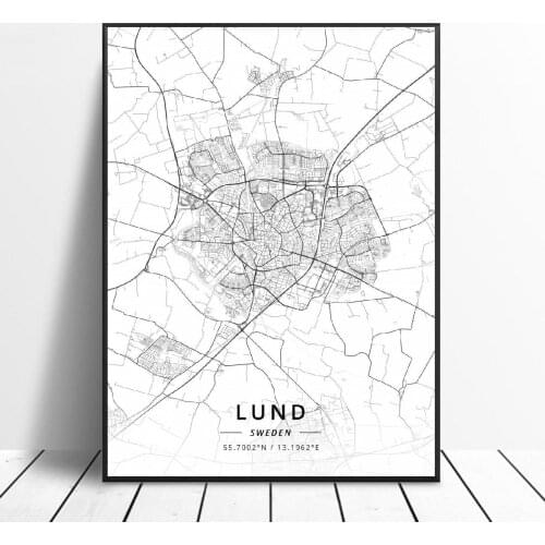 Lund Halmstad Stockholm Tumba Ostersund Orebro Jonkoplng Sweden Canvas Art Map Poster