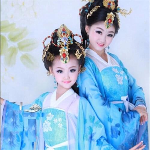 Jue Dai Yi Ren Tang Princess Mum and Daughter Parent Child Costume Sets Trditional Hanfu Stage Performance Costume Hanfu