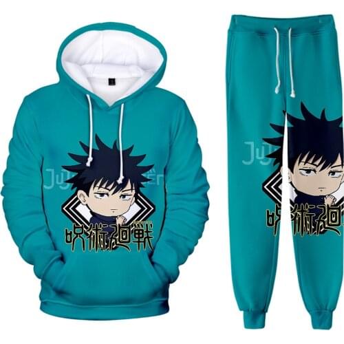 Japan Anime Jujutsu Kaisen Children Boys Girls Tracksuit 2 Pieces Set Sweatshirt and Sweatpants Unisex Men 3D Cosplay Hoodie Set