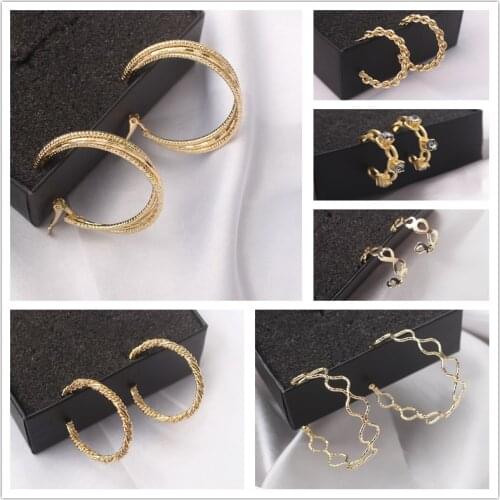Exaggerate Big Small Circle Hoop Earrings Female Simple Party Round Heart Star Wave Loop Earrings Jewelry Valentines Day Gift