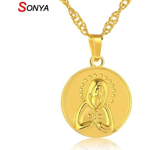 SONYA Virgin Mary Pendant & Necklace For Women Gold Necklace Woman Christian Jewelry Wholesale Fashion Gifts Bijoux Femme