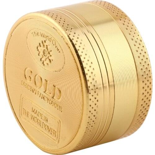 Golden Tobacco Cigar Metal Grinder Herb 40mm Zinc Alloy Pipe Smoke Grinder Shisha Tobacco Smoke Crusher for Smoking Accessories