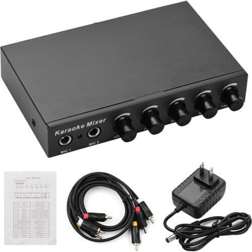 Microphone Audio Mixer for KTV Meeting Party Outdoor Activities Compatible with Computer Home Audio System Speaker Mobile Phone