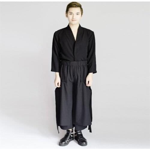 Mens new style trousers, multi-layer webbed casual trousers, loose and large size trousers, four-season simple trousers