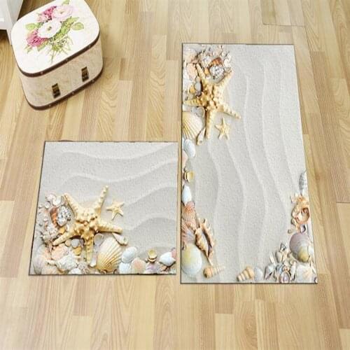 Soft Bath Mat,Beach and Seashell 1 Pattern Matte, Washable,Silky Textured Absorbent Mat anti-Slip Floor Luxury Matt, Made In Turkey