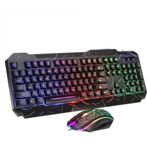 A Set Wired Keyboard and Mouse Backlight Game Keyboard and Ergonomic Design Mouse Set for Desktop