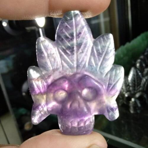 Halloween Natural fluorite For Decoration Indian Style Skull Creative Skull Figurines Sculpture Home Decoration Accessories