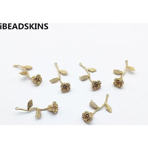 New arrival! 30x16mm 30pcs Cubic Zirconia Rose Flower Connectors for Earrings parts,hand Made Earrings Findings Jewelry DIY