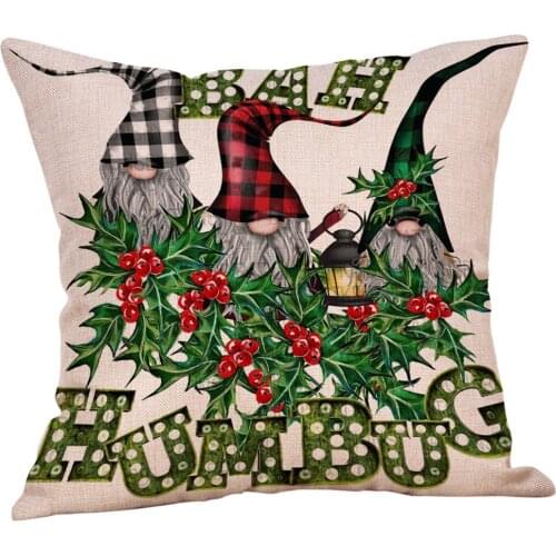 New Design 1PC Christmas Print Ornaments Faceless Doll Pillow Covers Santa Claus Pattern Pillowcase Home Sofa Decoration