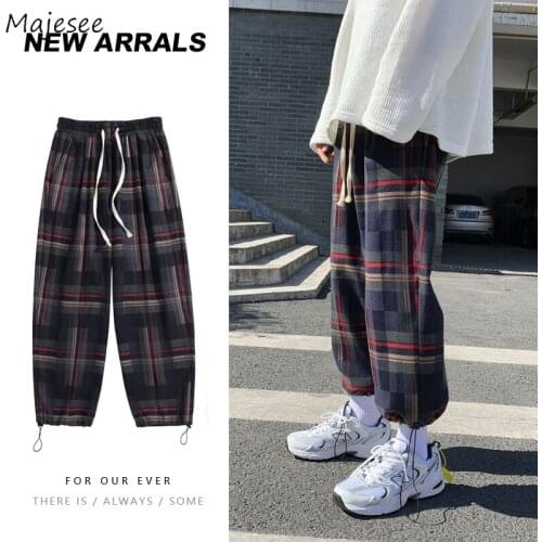 Casual Pants Men Drawstring Vintage Designed Elastic Waist Summer Cozy Japanese Style High Street Teenagers Trousers Harajuku