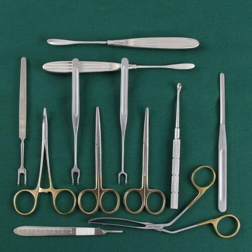 Shanghai Tiangong Rhinoplasty 12-piece set of double ball hook tissue scissors periosteal stripper PTFE placement forceps nose s