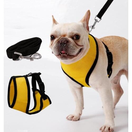 Big Sale Dog Harness Soft Breathable Dog Harness and Leash Set Nylon Mesh Vest Harness for Dogs Puppy Dogs Collar Chest Strap