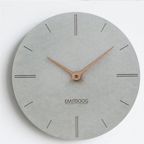 Nordic 12 inch Grey Wall Clock Modern MDF Board Wooden Needle Hanging Clock Minimalist Home Decor Round Clock