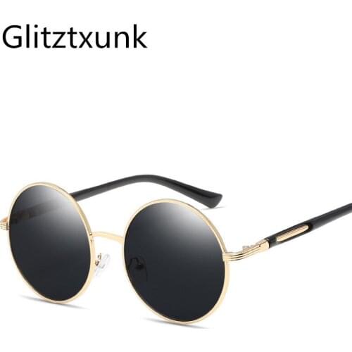 Glitztxunk Sunglasses Women Men Brand Designer 2019 Retreo Luxury Mirror Lady Round Sun Glasses Famale UV400 gafas de sol mujer
