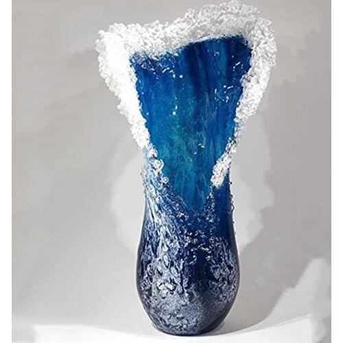 Modern Flower Arrangement Vase Creative Resin Wavy Vase Ocean Waves Ornament Desktop Living Room Home Aesthetic Decor