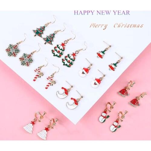 TODOX Christmas Earrings Women lady New Fashion Jewelry Cartoon Geometric colorful cute animals Female party New year gifts