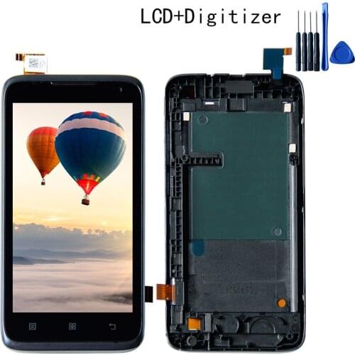 High Quality 4.5" For Lenovo A526 Touch Screen Digitizer 854x480 LCD Display Assembly Frame Black Free shipping