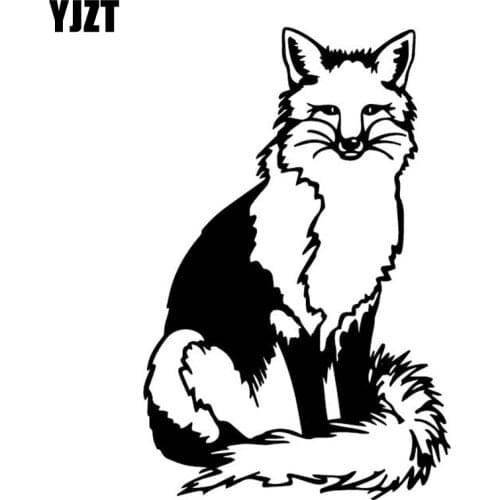 YJZT 10.9CM*16.7CM Fox Sit Upright Creative Pattern Car Door Decorate Car Sticker Vinyl Decal Black/Silver C4-1700