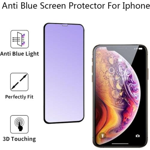 10Pcs Full Cover Anti Blue-ray Tempered Glass For i7 i8 i6s Plus Screen Protector For 11Pro Max X XS Max XR Film