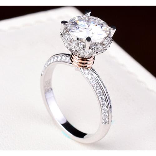 Bud High Ring Support Women 925 Sterling Silver Luxury Exquisite Engagement Wedding Anniversary Party Gift Diamond Fine Jewelry