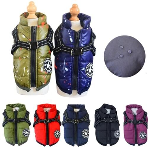 S-4XL Winter Warm Large Pet Dog Jacket With Harness Dog Clothes For Labrador Waterproof Big Dog Coat French Bulldog Outfits
