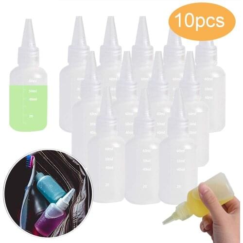 10Pcs/lot 30/60/100ml Empty PE Plastic Glue Bottles with Screw-On Lids Squeeze Liquid Ink Oil Dropper Bottles Pigment Container
