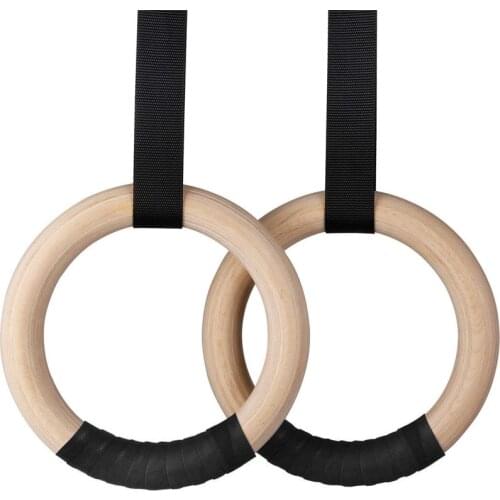 28/32 MM Wooden Ring Portable Crossfit Gymnastics Ring Gym Exercise Shoulder Strength Home Fitness Training Equipment Pull Ups