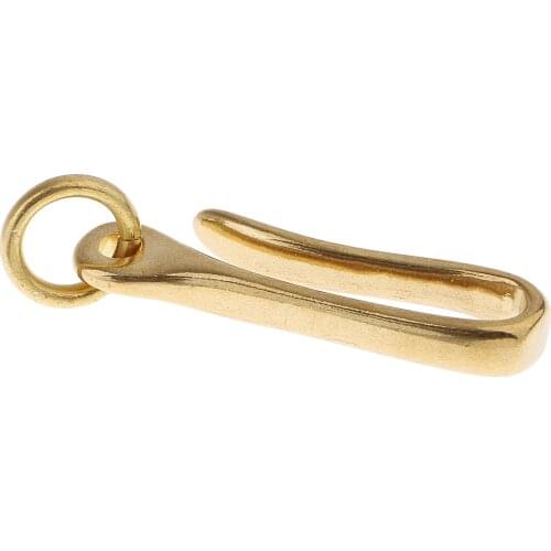 2x Solid Brass Japanese Keychain Fish Hook U Loop Wallet Chain Fob Clip