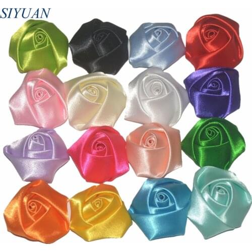 30pcs/lot U Pick Color 1.6 Inch Mini Handmade Rolled Satin Rosette Flowers Wedding Floral Embellishment Hair Accessories TH06