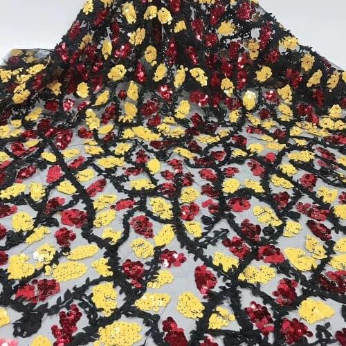 3D LACE French Tulle Lace Fabric High Quality Double-Colored Sequins African Mesh Lace Fabric Design For Wedding Party Sewing JY