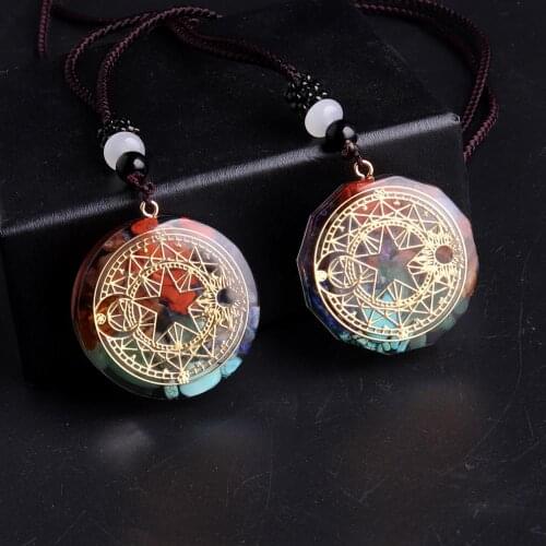 6PCS 11 Styles Orgonite Pendant Necklace Chakra Healing Energy Natural Stone Necklace Meditation Jewelry Handmade Dropshipping