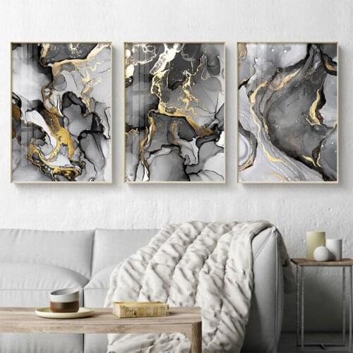 Abstract Modern Canvas Poster Golden Black Wall Art Painting Nordic Posters for Living room Home Decor and Prints Wall Pictures