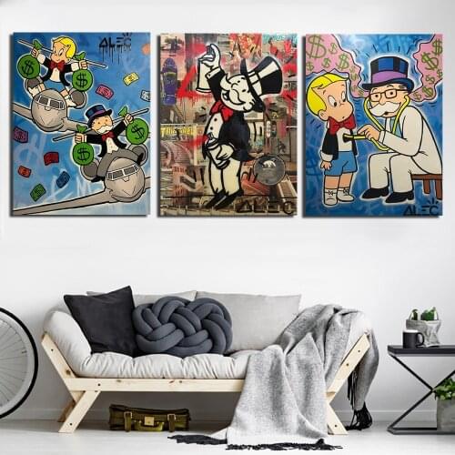 Alec Monopolies Graffiti All About The Money Canvas Prints Picture Modular Paintings For Living Room Poster On The Wall Home