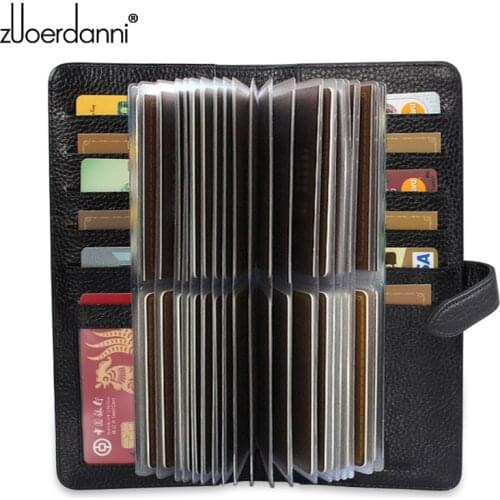 New Fashion Buckle Card Holder Genuine Leather Men Credit Card Case Women Bank/ID Card Bag Large Capacity