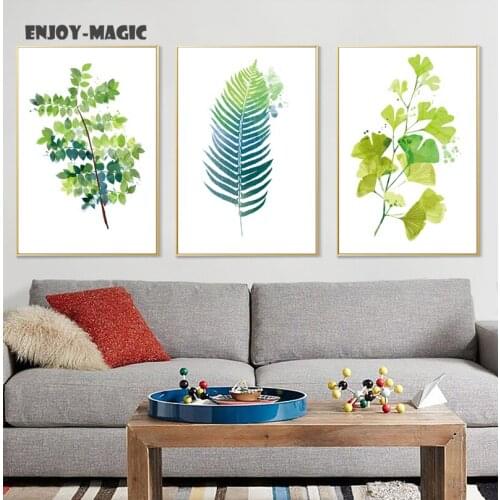 Home Decor Canvas Poster Leaf green Watercolor Home Decoration Wall Art Modern 3 Piece Oil Painting Picture Panel Print B-030