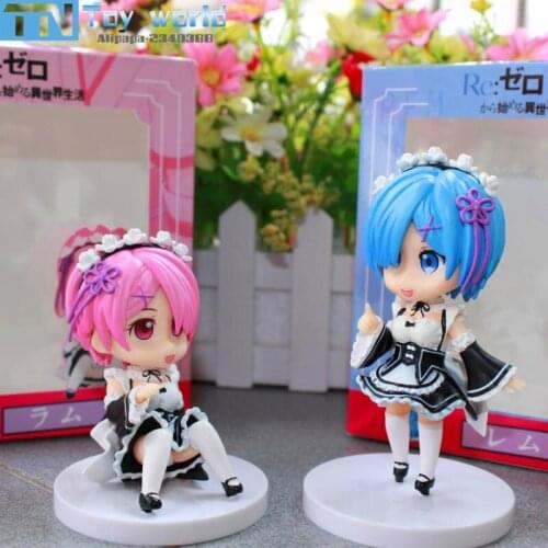 Re Life in a different world from zero Rem Ram Action-figure 10cm Q version Rem Ram wave PVC model figures toy collection gift