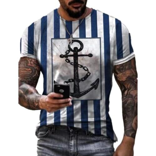 Men Summer Short Sleeved Popeye Print Camisetas T-shirt Street Casual Fit Sports T-shirt Camiseta Hombre Harajuku Large Size