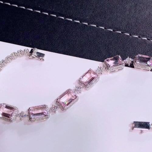 H912 Real 18K Gold AU750 G18K 100% Natural Morganite Gemstones 7.3ct Love Jewellery Bracelets for women Fine Bracelets