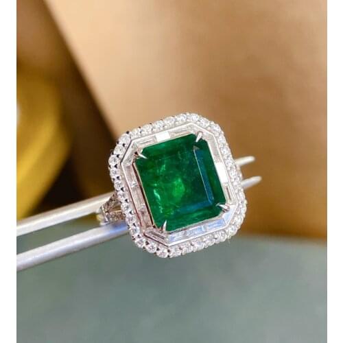 LR719 Emerald Ring 2.85ct Pure 18K Gold Jewelry Vivid Green Emerald Gemstone Diamond Female Rings for women Fine Ring