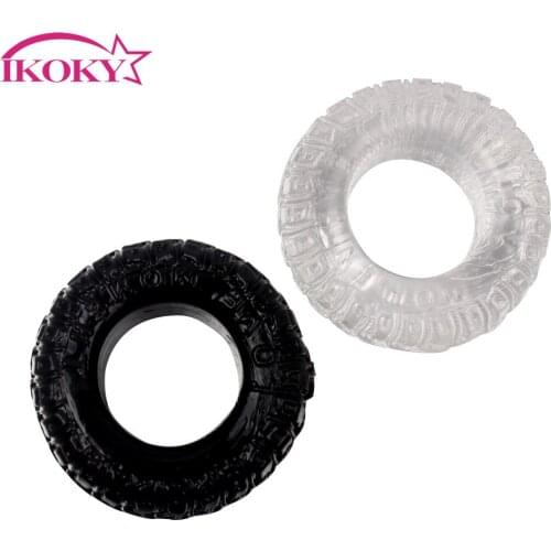IKOKY Penis Rings Delay Ejaculation Tire Type Adults products 2Pcs/Set Cock Rings Silicone Sex Cockring Sex toys for Men